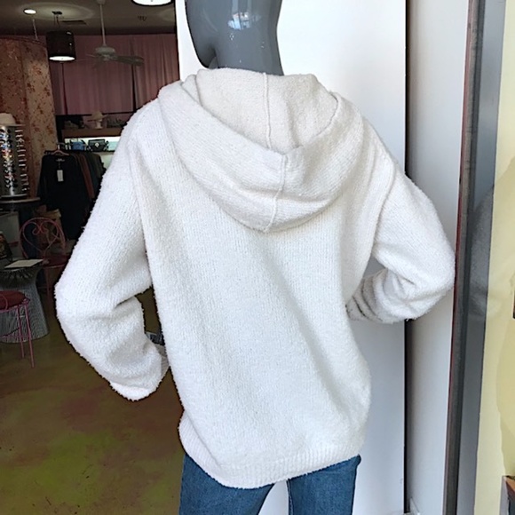 VINCE Textured Wool-Blend Hoodie Pullover Sweater in Ivory NWOT/sz S - Picture 5 of 12